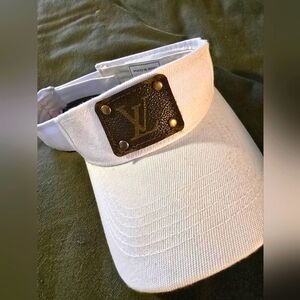 White Visor with Louis Vuitton Logo Patch
